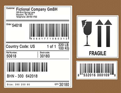 Shipping section Fragile Label